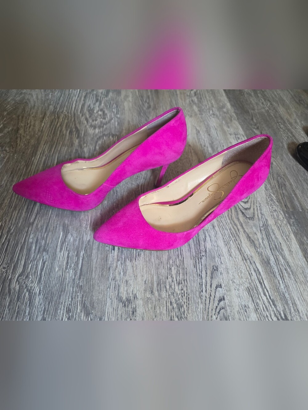 Women's Hot Pink Pointed Toe Suede Pumps